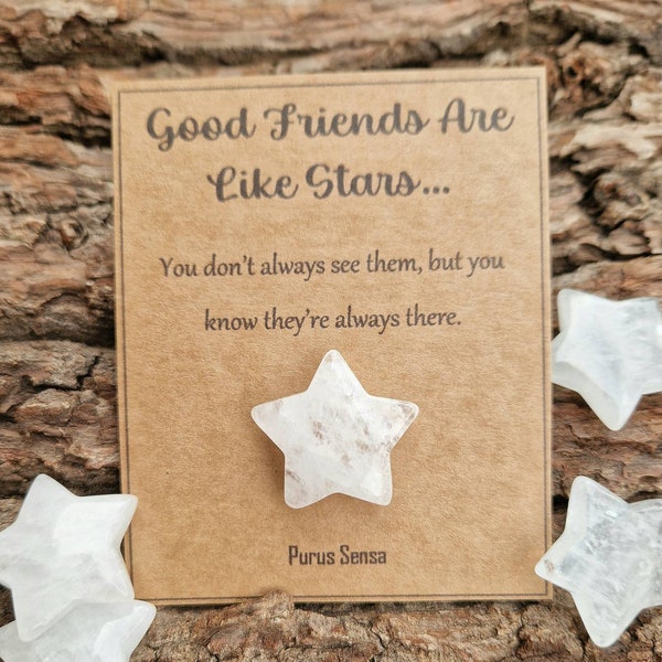 Cute crystal gift. Clear quartz friendship gift for friend / best friend / for him / for her. Crystal star