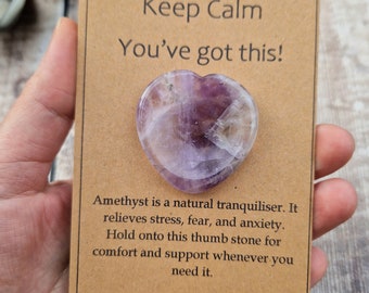 Anxiety support. Anxiety gift. Amethyst crystal. Stress relief crystal. Insomnia support. Worry stone thumb stone gift. Thinking of you.