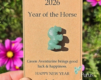 Green Aventurine Crystal Horse, Chinese New Year Gift, Good Luck Charm