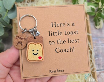 Personalised coach gift keyring. A little toast to the best coach