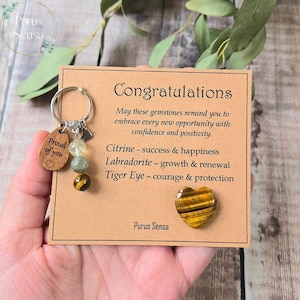 Congratulations crystal gift set | Proud of You Keepsake | New Beginnings Crystal Keyring
