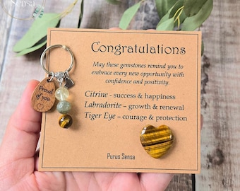 Congratulations crystal gift set | Proud of You Keepsake | New Beginnings Crystal Keyring