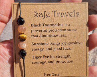 Safe travels crystal bracelet / anklet. Crystal for travel. Gift for protection / travelling / backpacking / new adventures Crystal gift.