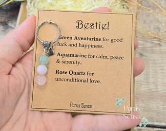 Bestie crystal keyring. Friendship crystal gift. Personalised crystal keyring for bestie. Friendship. Galentines.