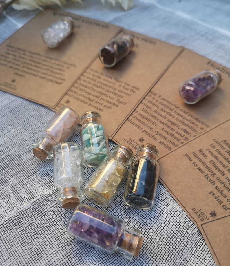 Crystal Wish Bottle. Wish Jar. Mini Bottle of Crystals for Etsy