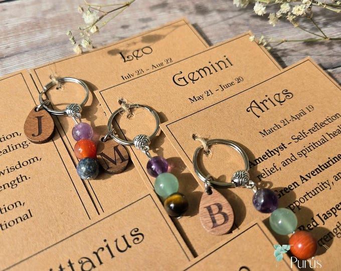 Personalised zodiac crystal keyring. Zodiac crystal gift for him / her. birthday gift. birthday crystals