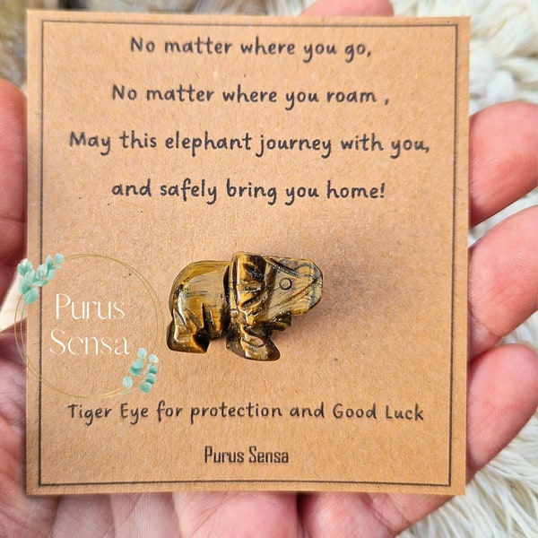 Crystal elephant travel gift. Cute mini crystal for safe travels. Travel companion. Travel gift for travels. Gap year. Backpacking
