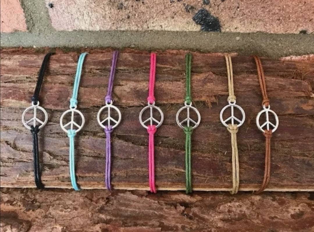 Peace Sgn Charm Bracelet, Peace Sgn Charm, Adjustable Bracelet, Charm
