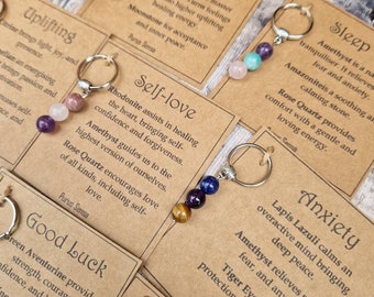 Healing gemstone keyring. Keychain. Crystal keyring. For anxiety / good luck / insomnia / self love and more. Crystal gift .