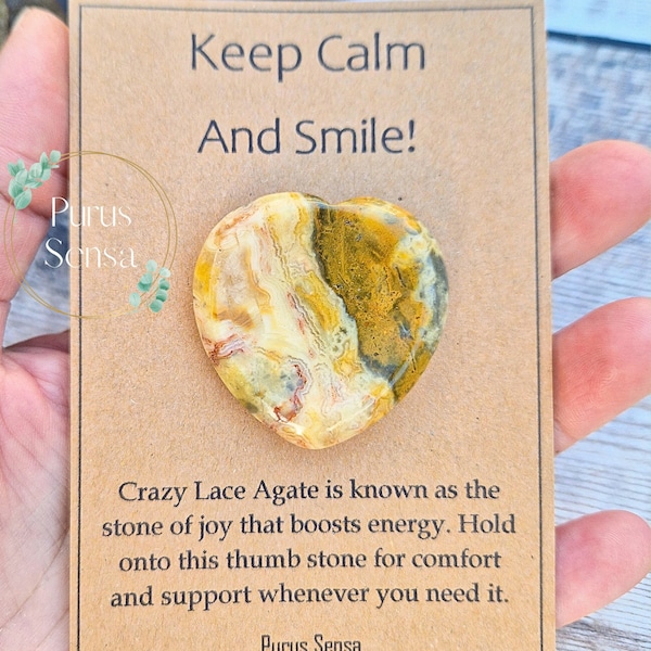 Uplifting crystal gift for support. Joy happiness gift. Crazy Lace Agate. Energy boost. Thumb stone gift. Thinking of you. Depression.