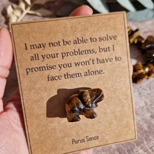 Cute elephant gift. Elephant crystal. Thinking of you. Friendship gift. Here for you. Miss you. Tiger eye elephant.