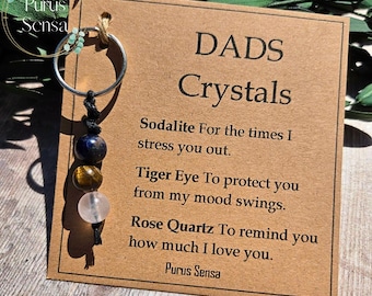 DADS CRYSTALS. Crystals for dad. Cute / funny fathers day gift for him. Crystals for dad. Unique gift for dad. Crystal keyring