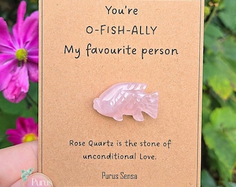 Rose Quartz Fish Gift, favourite person keepsake gift.
