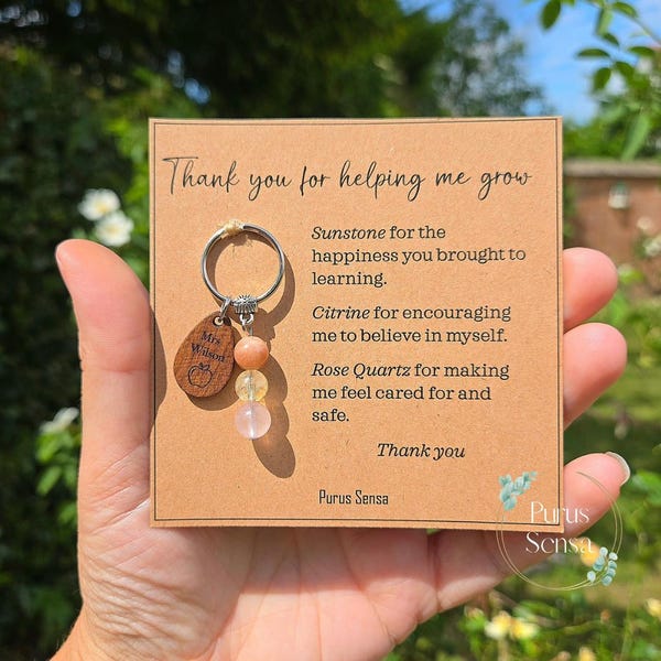 Regalo di ringraziamento per l'insegnante / Portachiavi personalizzato con cristalli per l'insegnante / Regalo di ringraziamento per l'insegnante / Regalo di fine anno scolastico