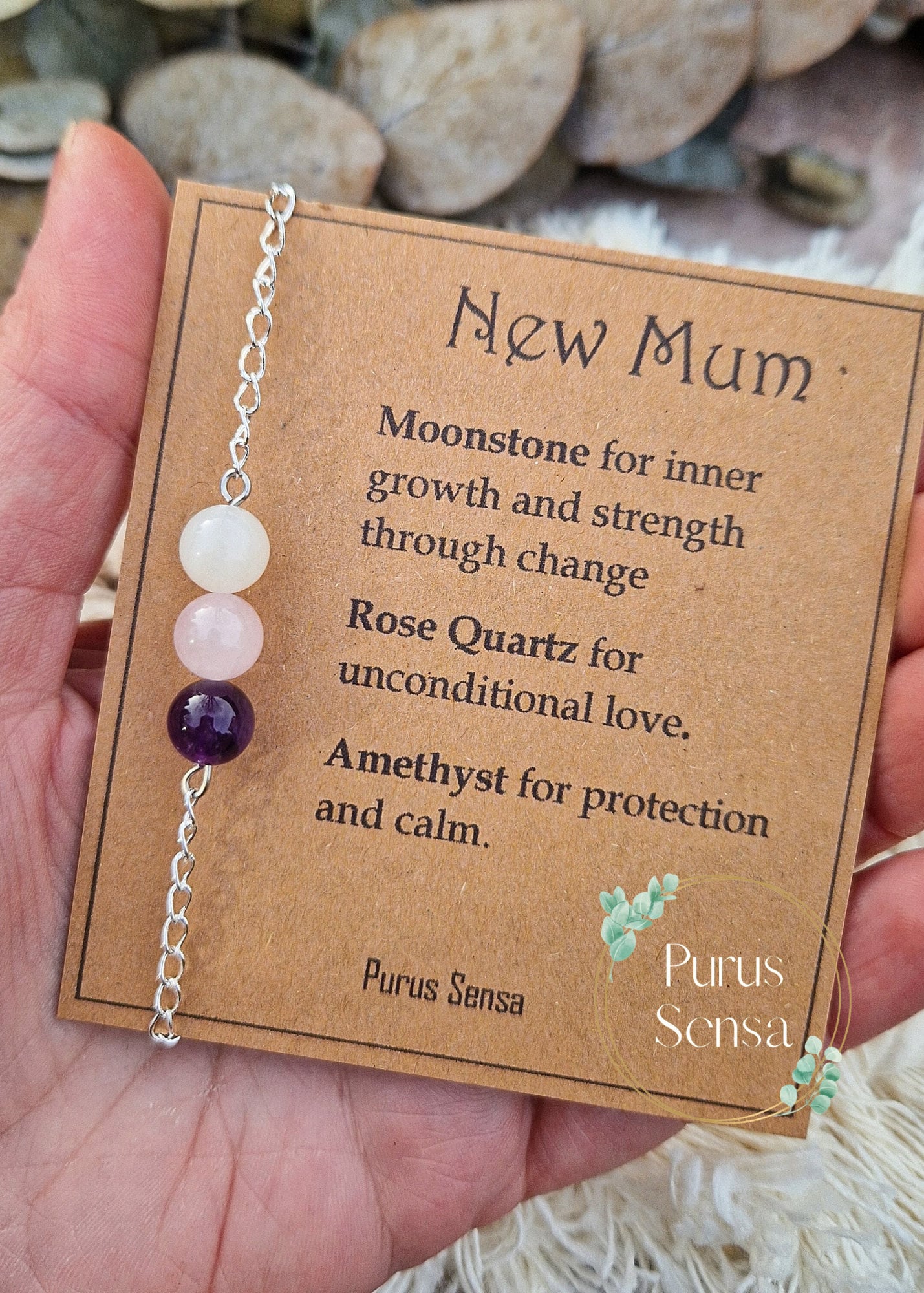 2 pezzi Braccialetti di pietre energetiche naturali con chiusure magnetiche a forma di cuore, ideali per il giorno del padre / della madre, coppia o come set regalo per festival, ottimo per