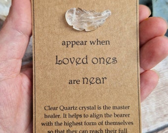 Feather crystal gift for grief / loss. Memorial gift. Clear quartz healing crystal feather. Crystal for grief