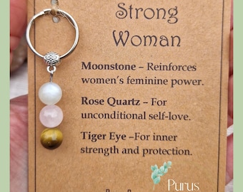 Strong woman crystal keyring. Friendship crystal gift. Personalised crystal keyring for international womans day. Mothers day. Galentines.