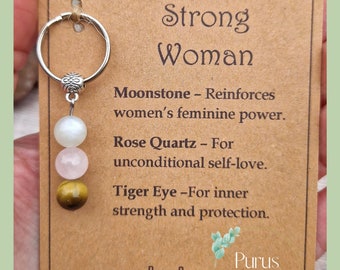 Strong woman crystal keyring. Friendship crystal gift. Personalised crystal keyring for international womans day. Mothers day. Galentines.