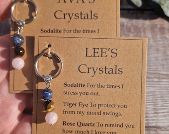 Personalized Gemstone Keyring - Funny Crystal Gift, Handmade