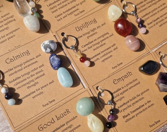 Healing crystal keyring. Keychain. Crystal keyring set. For anxiety / good luck / success/ insomnia / self love and more. Crystal gift set.