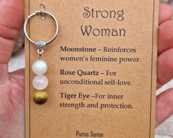 Strong woman crystal keyring. Friendship crystal gift. Personalised crystal keyring for international womans day. Mothers day. Galentines.