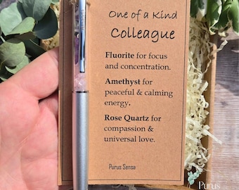 Engraved crystal pen for colleague. Unique co worker gift