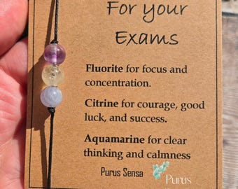 Exam Support Crystal Bracelet: Fluorite, Citrine, Aquamarine