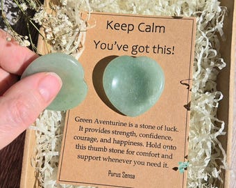 Green Aventurine Thumb Stone | Good Luck, New Beginnings, Anxiety Comfort Crystal