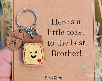Personalised Brother gift keyring. A little toast to the best brother