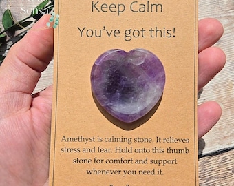 Anxiety support. Anxiety gift. Amethyst crystal. Stress relief crystal. Crystal support. Worry stone thumb stone gift. Thinking of you.