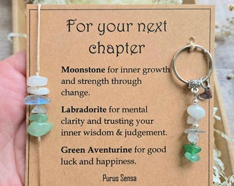 Next Chapter Gift Set | Crystal Keyring & Bracelet | New Beginnings Gift | Leaving Gift | Good Luck Gift