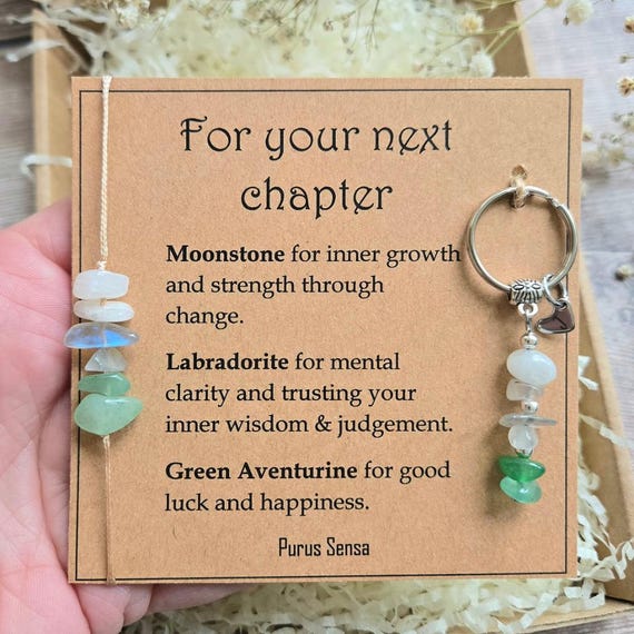 Next Chapter Gift Set | Crystal Keyring & Bracelet | New Beginnings Gift | Leaving Gift | Good Luck Gift