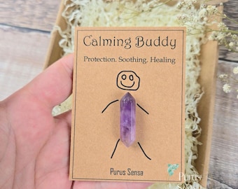 Cute crystal gift. Anxiety gift. Calming crystal for anxiety support. Funny novelty friendship gift. For him / her Amethyst . Healing.