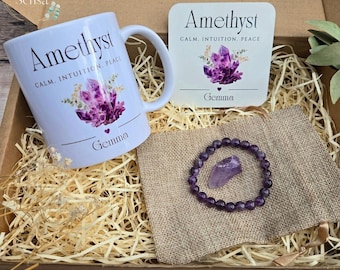Personalised Crystal Gift Box Set, Sublimated Mug Coaster & Bracelet