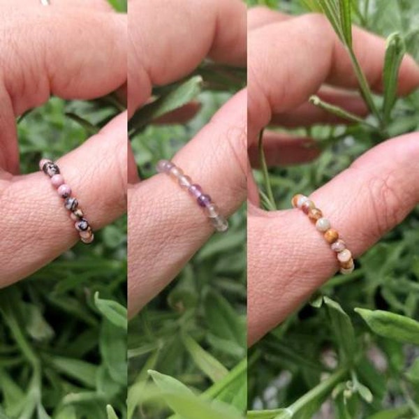 Genuine Healing Gemstone Ring Stackable crystal Chakra Rings Small Stretch Gemstones