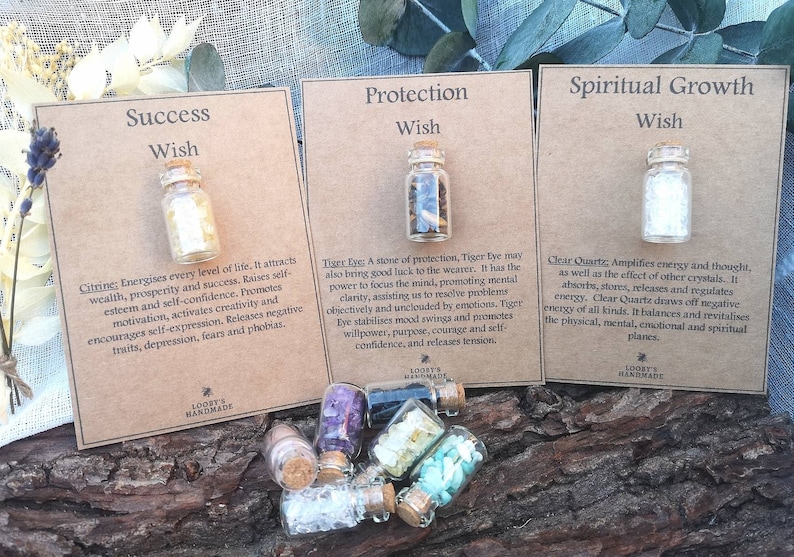 Crystal Wish Bottle. Wish Jar. Mini Bottle of Crystals for Etsy