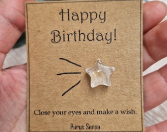 Crystal birthday gift. Birthday crystal gift for him / for her. Crystal wish. Clear quartz. Cute, small gift