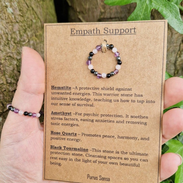 Beautiful empath support crystal ring. For empath protection. Crystal ring. Gift for empath. Crystals for empath. Empath support
