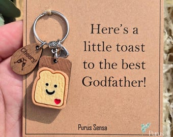Personalised Godfather gift keyring. A little toast to the best Godfather