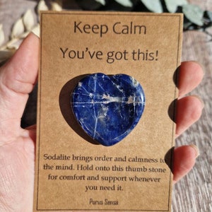 Crystal gift for anxiety support. Anxiety gift. Sodalite crystal. Calming crystal. Worry stone thumb stone gift. Thinking of you.