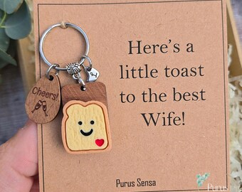 Personalised Wife gift keyring. A little toast to the best Wife