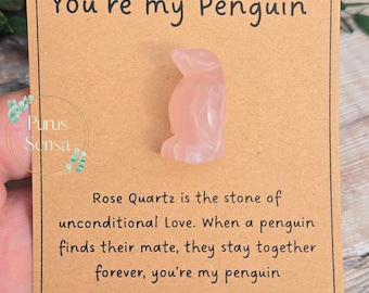 Rose Quartz Penguin Keepsake Gift, Unconditional Love Stone