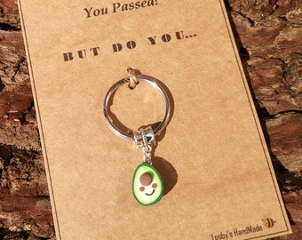 Driving Test Gift, Polymer Clay Avocado Keyring, Funny Congrats Card
