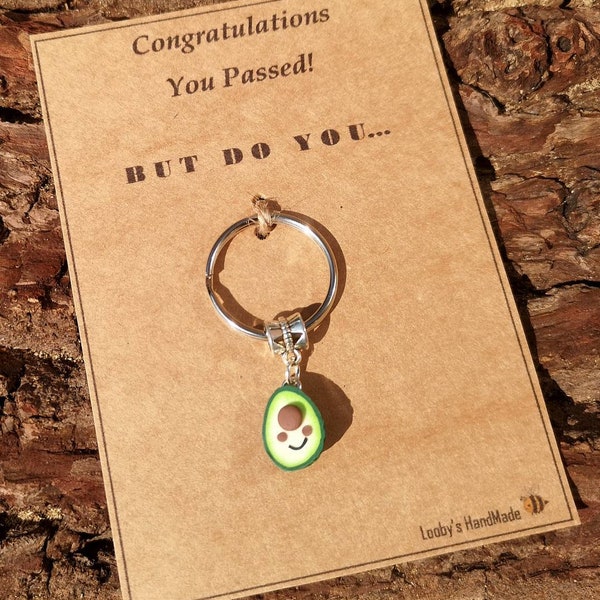 Congratulations Passing Driving Test Gift Keyring. Pass Gift, Funny, Cute, Passed Driving Test, Avocado Pun Card Congrats, Well Done Novelty