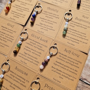 PERSONALISED crystal keyring. Custom crystal keyring. Healing crystals. Grief. New beginnings. Self love. Good luck. Success. Crystal gift.