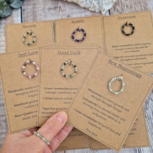 Stackable crystal ring. Genuine gemstone ring. Good luck. Protection. Anxiety support. Crystal gift. Grief. Uplifting and more!