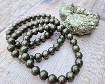 Handmade Pyrite Beaded Bracelet, Genuine Crystal Abundance