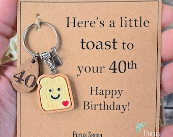 Gepersonaliseerde sleutelhanger toast 40e verjaardag, nieuwigheidscadeau