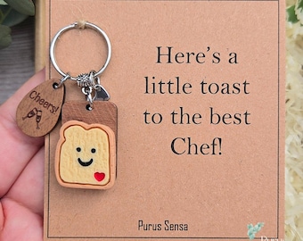Personalised Chef gift keyring. A little toast to the best Chef