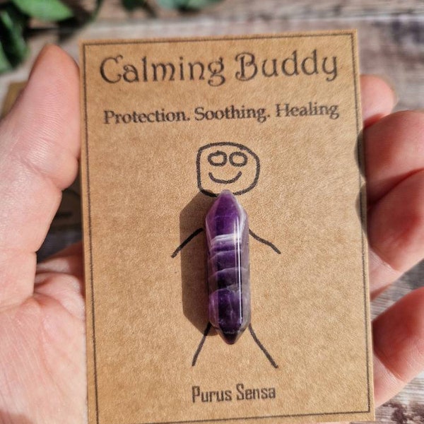 Cute crystal gift. Anxiety gift. Calming crystal for anxiety support. Funny novelty friendship gift. For him / her Amethyst . Healing.